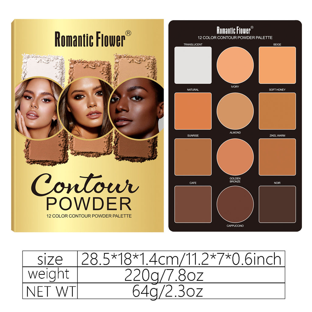 12 Colors Powder Makeup Contour Compact Concealer Highlight Brightening